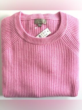 J.Crew Ribbed Cashmere Oversized Crewneck Sweater in Pink Orchid | 2X | NWT
